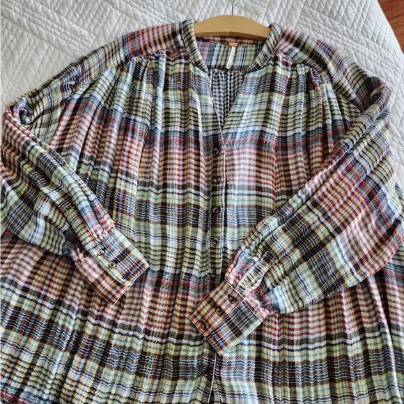 Free people freestyle raw hem balloon sleeves oversized blouse - Picture 10 of 13